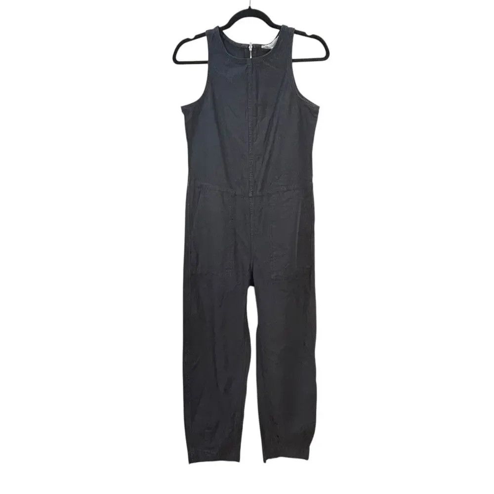 Everlane The Fatigue Barrel Jumpsuit Sleveless Crop Wide Leg Black Women 0 NWT